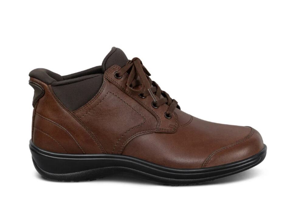 OrthoFeet Rosel Hands Free Brown Leather Lace Comfort Ankle Boots New Size 10